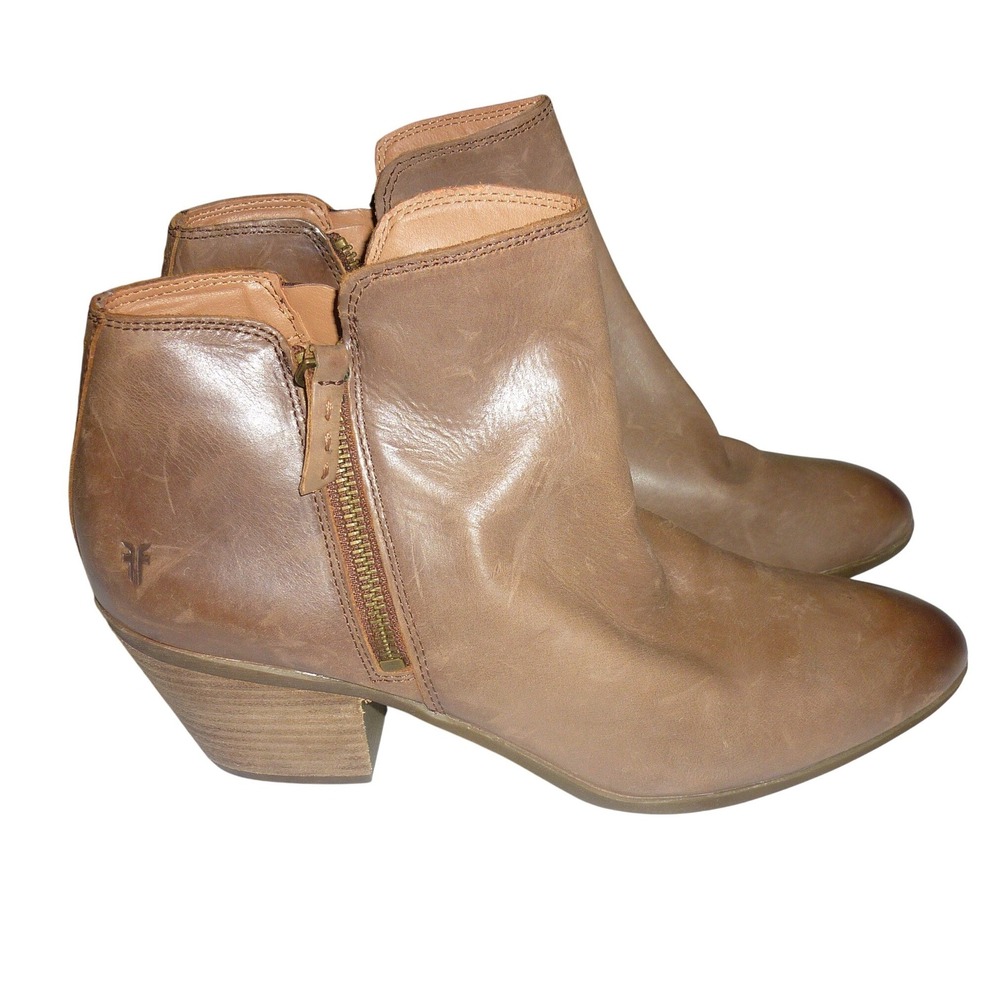 Frye Judith Dual Zip Leather‎ Ankle Bootie Whiskey Brown Women 6.5M